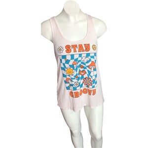Stay Groovy Women's Graphic Tank Top - White